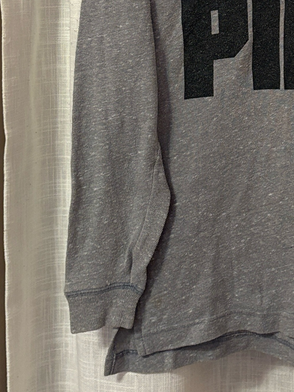 PINK Gray LOVE PINK V Neck Slouchy Athletic Hoodie - Picture 3 of 12